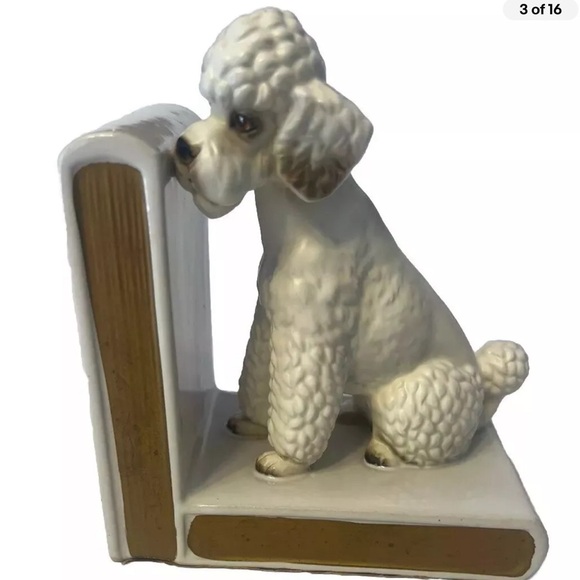 Vintage Lefton White Poodle Dog Bookends Ceramic Porcelain Mid-Century MCM Japan - Picture 3 of 16